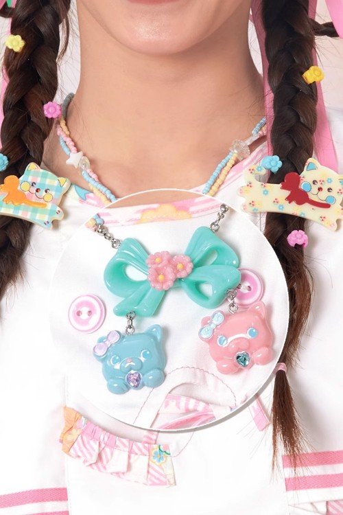 Collar Retro Cat Ribbon Menta x Rosa x Azul ~ Lutra Jump
