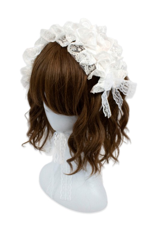 Headdress Cofia Lolita Lace - Blanco