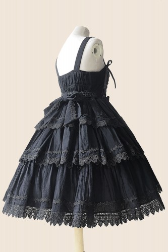 Lolita JSK Dress 3 Layer Cake - Black x Black 2
