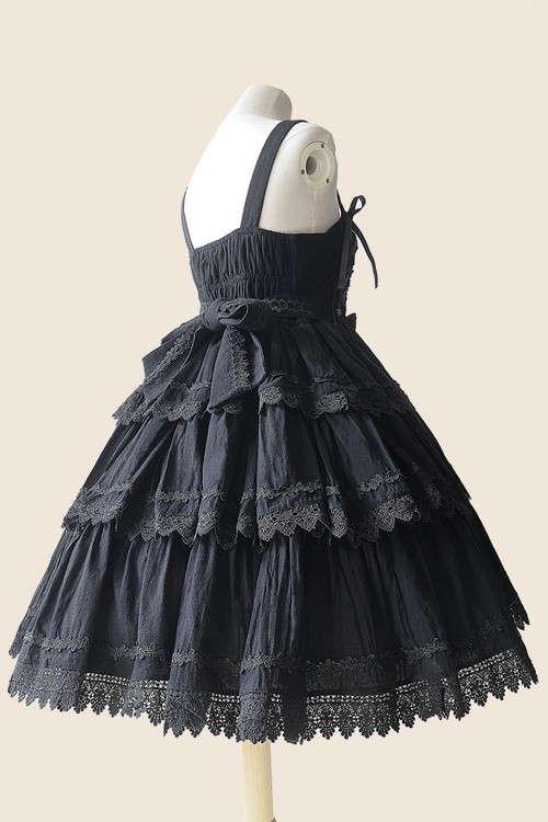 Lolita JSK Dress 3 Layer Cake - Black x Black