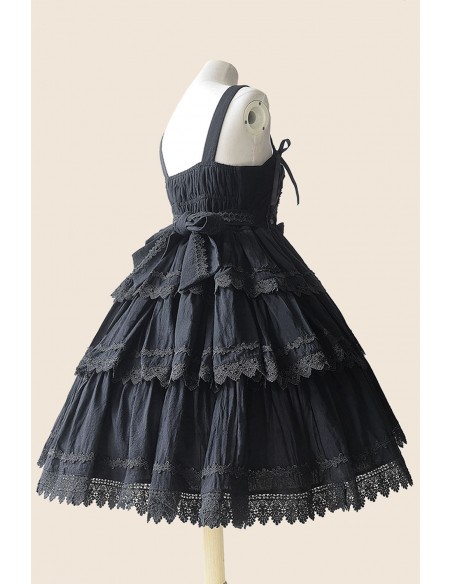 Vestido Lolita JSK 3 Layer Cake - Negro x Negro