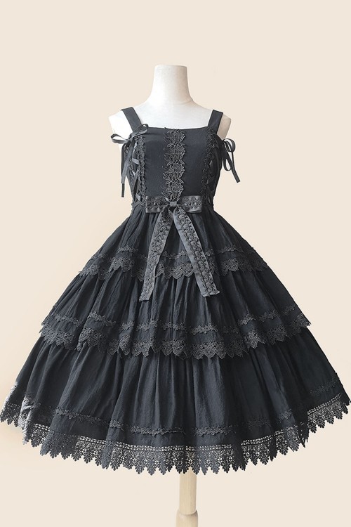 Vestido Lolita JSK 3 Layer Cake - Negro x Negro