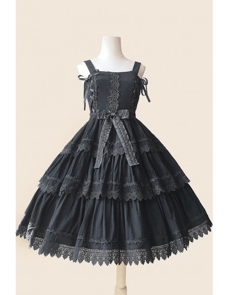 Vestido Lolita JSK 3 Layer Cake - Negro x Negro