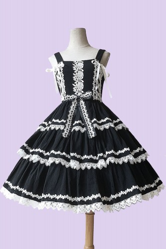 Lolita JSK Dress 3 Layer Cake - Black x White 2