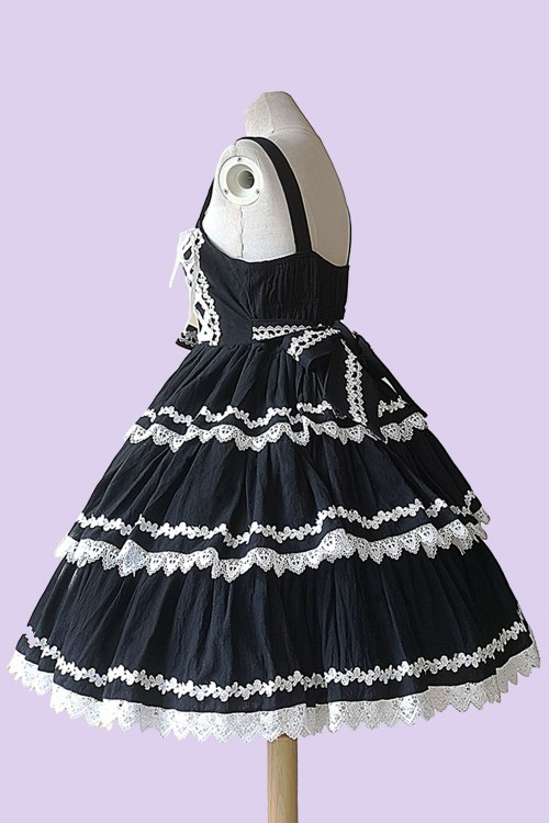Vestido Lolita JSK 3 Layer Cake - Negro x Blanco