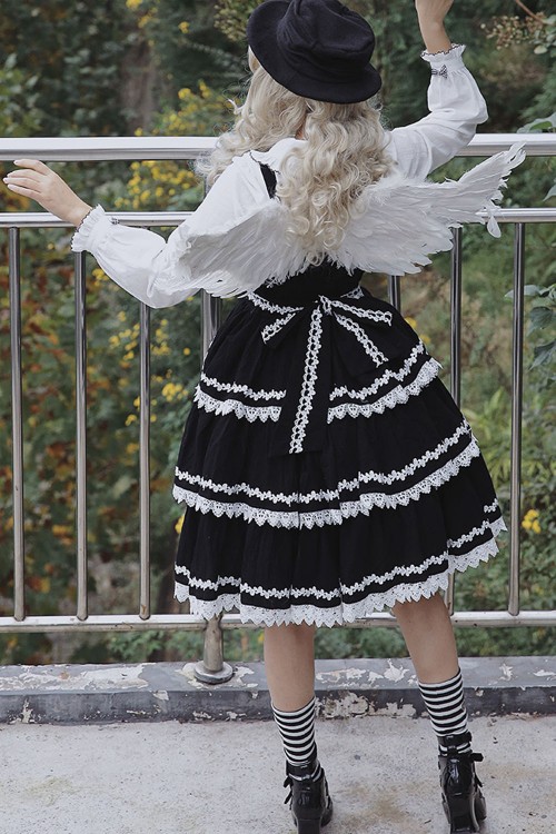 Vestido Lolita JSK 3 Layer Cake - Negro x Blanco