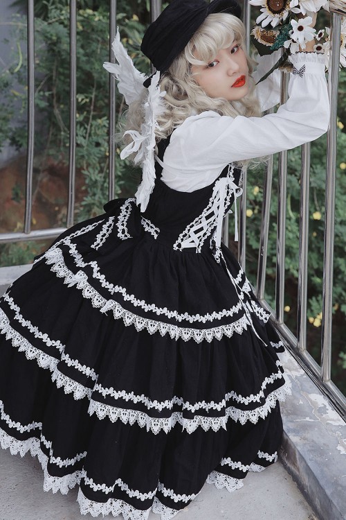 Vestido Lolita JSK 3 Layer Cake - Negro x Blanco