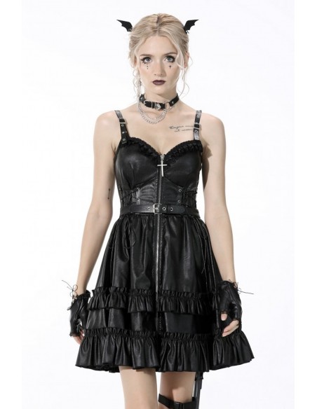 Vestido Gothic Idol de Polipiel Negro - Dark in Love