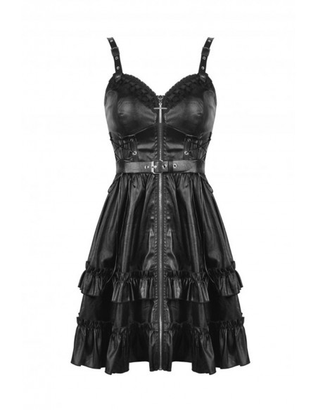 Vestido Gothic Idol de Polipiel Negro - Dark in Love