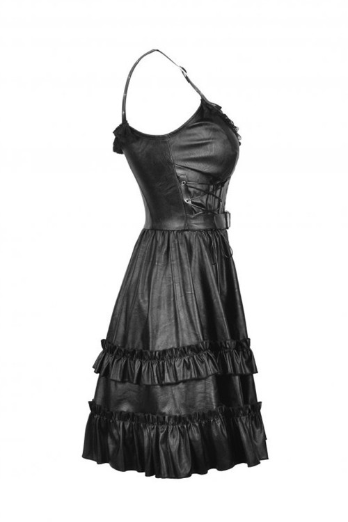 Gothic Idol Black Leatherette Dress - Dark in Love