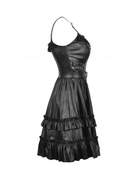 Vestido Gothic Idol de Polipiel Negro - Dark in Love
