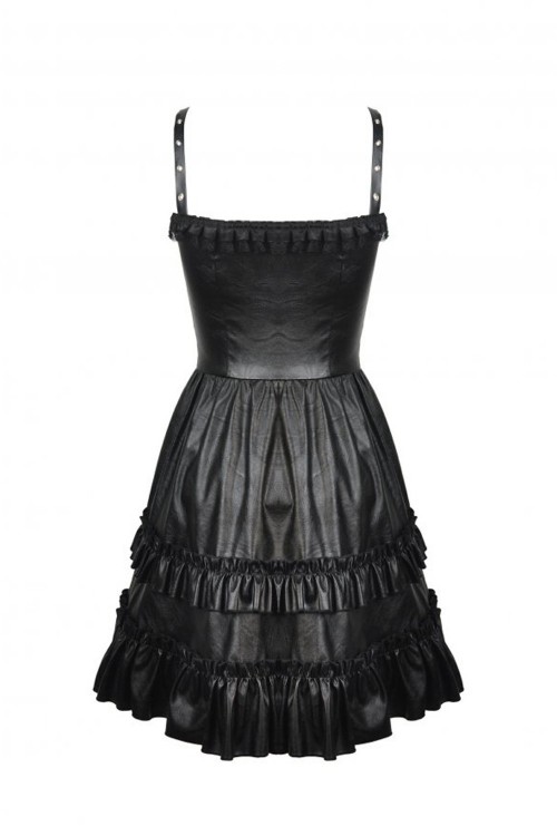 Gothic Idol Black Leatherette Dress - Dark in Love