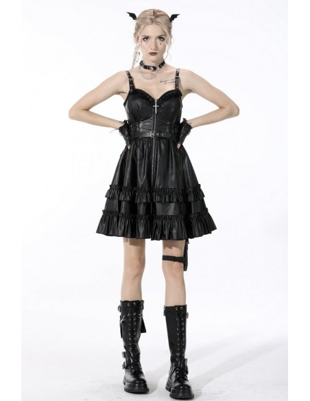Vestido Gothic Idol de Polipiel Negro - Dark in Love