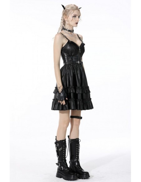 Vestido Gothic Idol de Polipiel Negro - Dark in Love