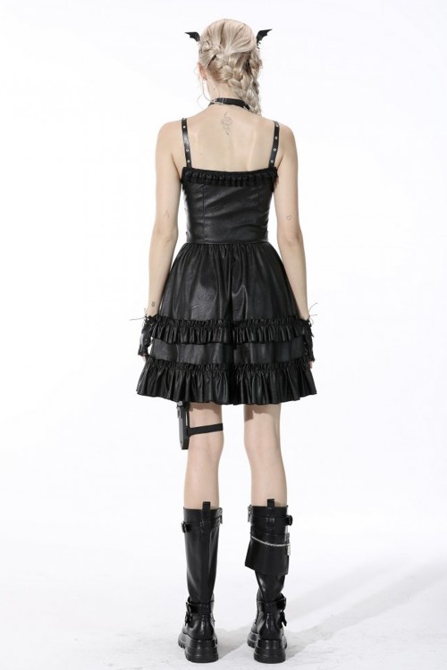 Gothic Idol Black Leatherette Dress - Dark in Love