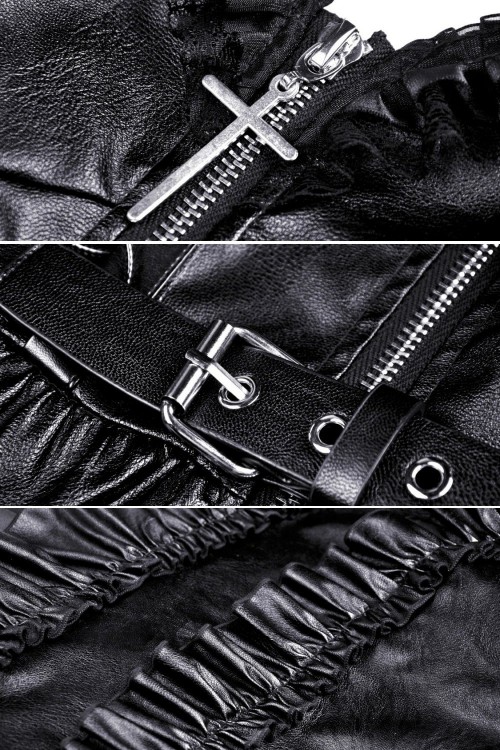 Gothic Idol Black Leatherette Dress - Dark in Love