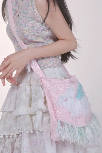 Snow Bunny Knit Crossbody Bag - Rose Island 2