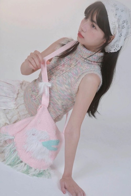 Snow Bunny Knit Crossbody Bag - Rose Island