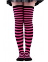 Striped Long Socks - Fuchsia x Black