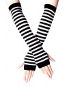 Striped Knit Arm Warmers - Black x White