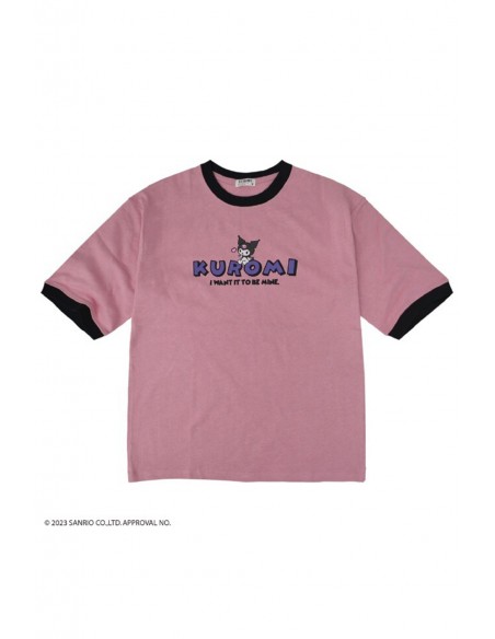 Camiseta Ringer Kuromi I Want it to Be Mine Rosa - Sanrio