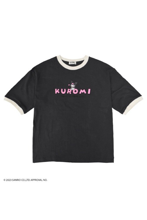 Camiseta Ringer Kuromi I Want it to Be Mine Gris Oscuro - Sanrio