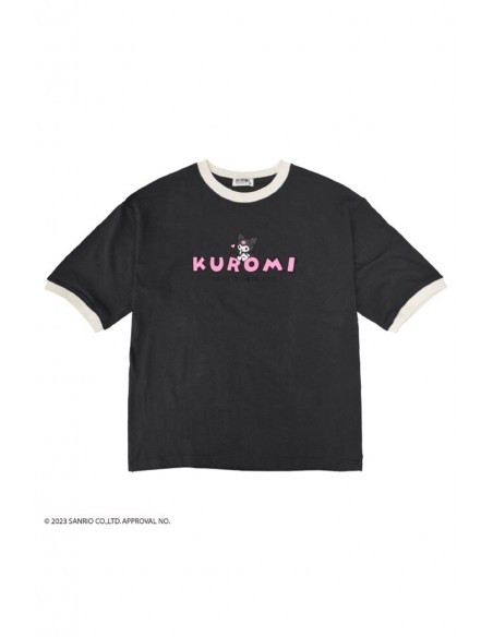 Camiseta Ringer Kuromi I Want it to Be Mine Gris Oscuro - Sanrio