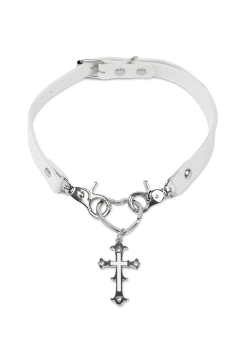 Gargantilla Choker Cruz Corazón Blanco