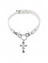 Cross Heart Choker - White