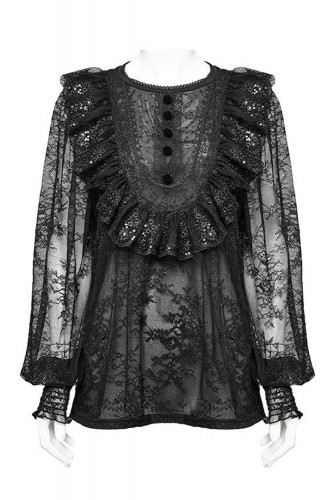 Romantic Lace Blouse Black - Punk Rave 2