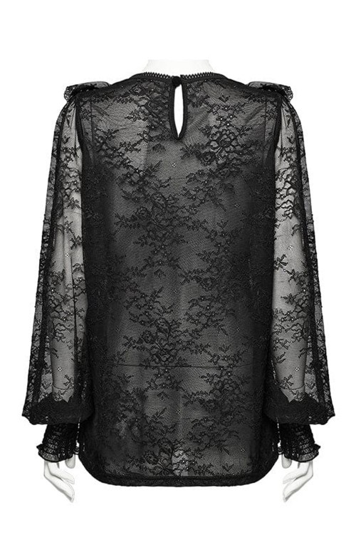 Romantic Lace Blouse Black - Punk Rave