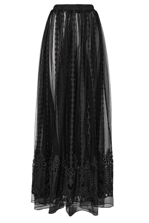 Maxi Falda Enchanted Trimmings Negro - Punk Rave
