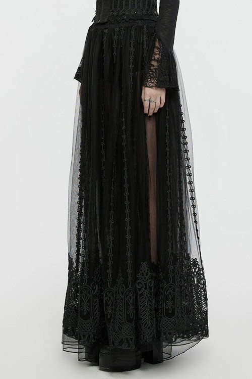 Enchanted Trimmings Mesh Maxi Skirt - Punk Rave