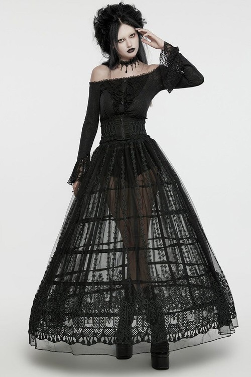 Enchanted Trimmings Mesh Maxi Skirt - Punk Rave