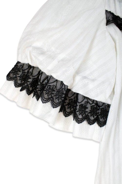 Little Doll House Lolita Blouse - White x Black (Madame Chocolat Exclusive Colorway)