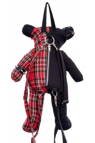 Evil Bear Backpack Red Tartan & Black 2