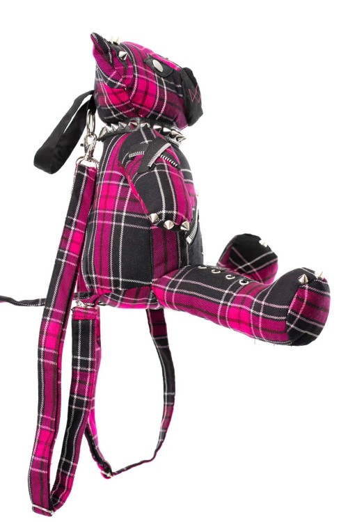 Evil Kitty Backpack Pink Tartan