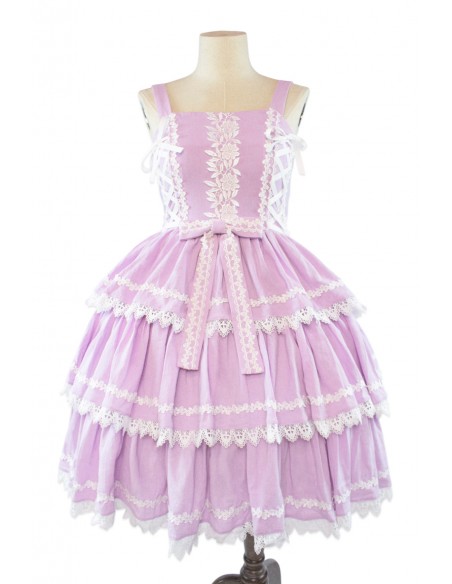 Vestido Lolita JSK 3 Layer Cake - Sugar Lavender - Lila Pastel x Blanco (Color Exclusivo Madame Chocolat)