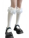 Gothic Lolita Knee High Socks - White x Cream