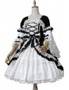 Antique Doll Gothic OP Dress - Black x White