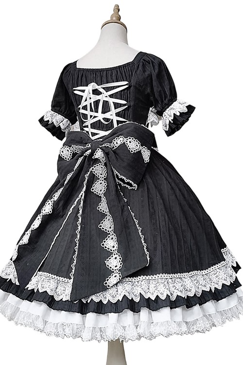 Antique Doll Gothic OP Dress - Black x White