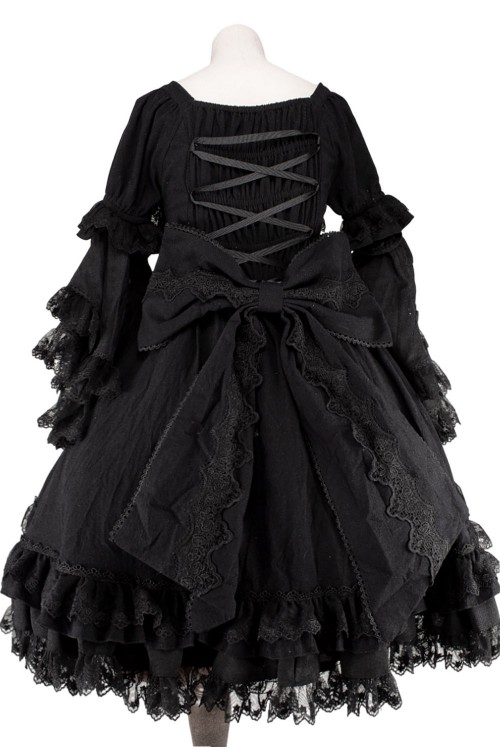 Vestido Gothic Lolita OP Antique Doll - Darkness Black (Exclusivo Madame Chocolat)
