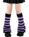 Stripes Knited Leg Warmer - Black x Purple