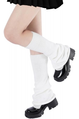 Knit Leg Warmer - White 2