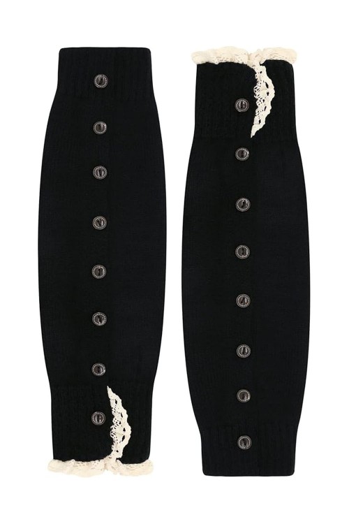 Buttoned Leg Warmer - Black