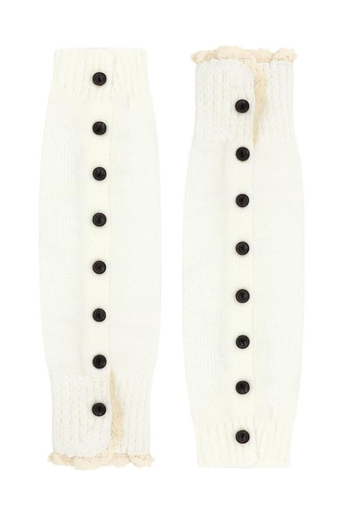 Buttoned Leg Warmer - Cream