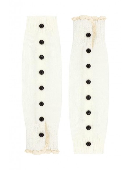 Buttoned Leg Warmer - Cream
