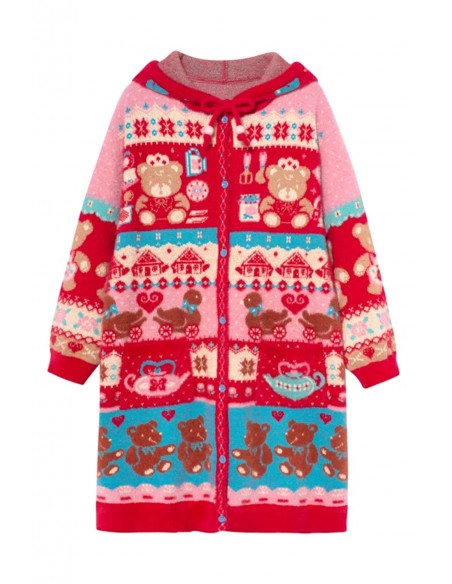 Bear Tea Room Knitted Hooded Dress ~ Lutra Jump