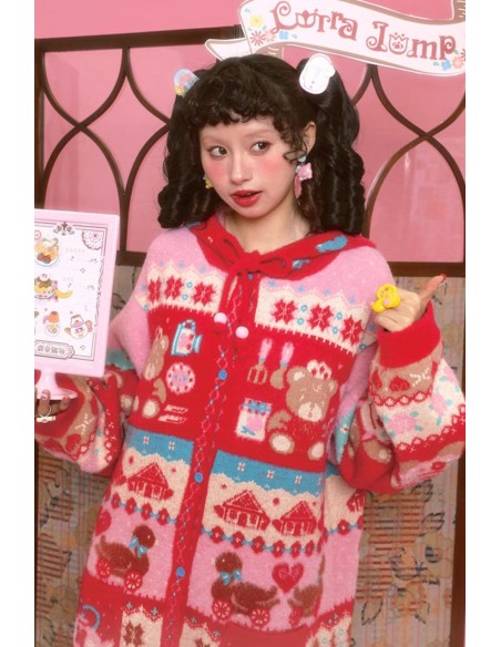 Bear Tea Room Knitted Hooded Dress ~ Lutra Jump