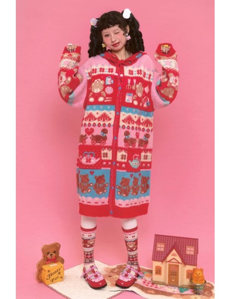Bear Tea Room Knitted Hooded Dress ~ Lutra Jump